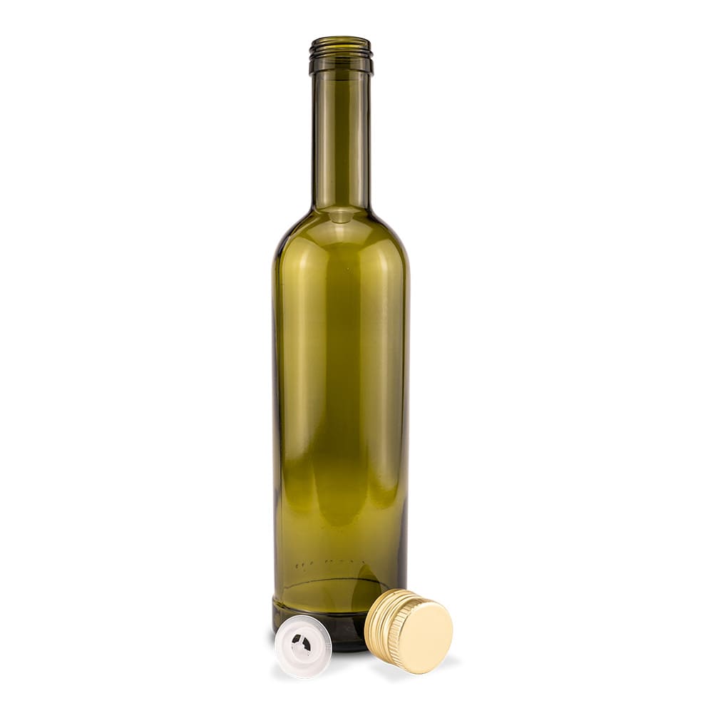 Leere Glasflasche zum Abfüllen aus dem 5-L Kanister