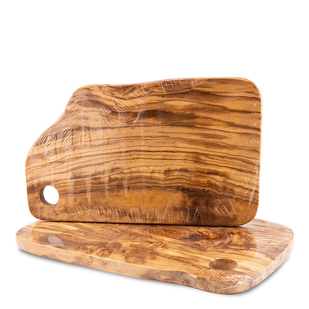 Schneidebrett aus Olivenholz mit Verpackung