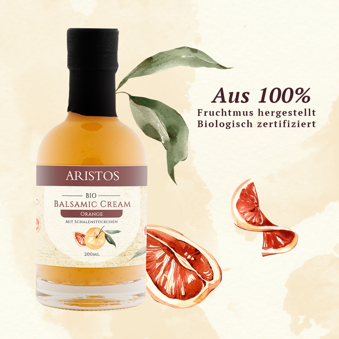 Biologische Balsamico Creme Orange mit Schaldenstücke