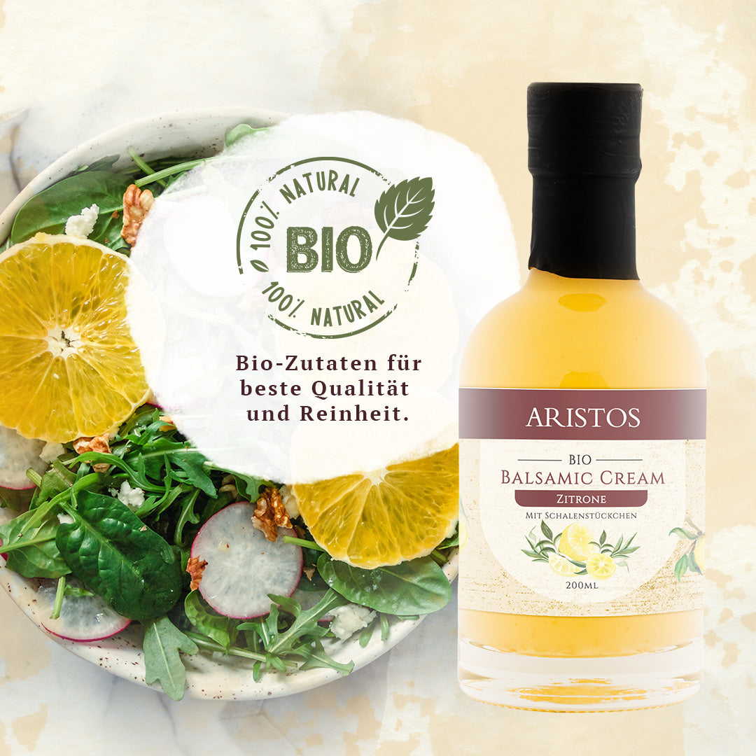 Bio Balsamico für Salat Brokkoli und Fisch
