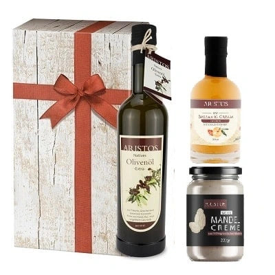 Aristos-Olivenöl-Geschenkset-mit-Mandelmus-und-Bio-Balsamico