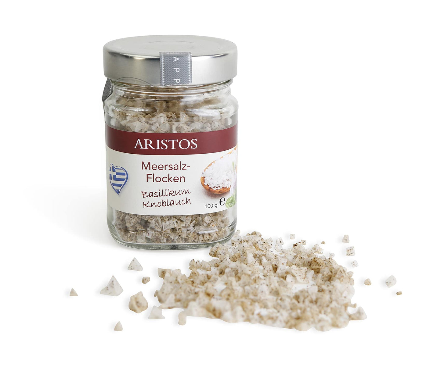 Meersalzflocken mit Basilikum Knoblauch Griechenland