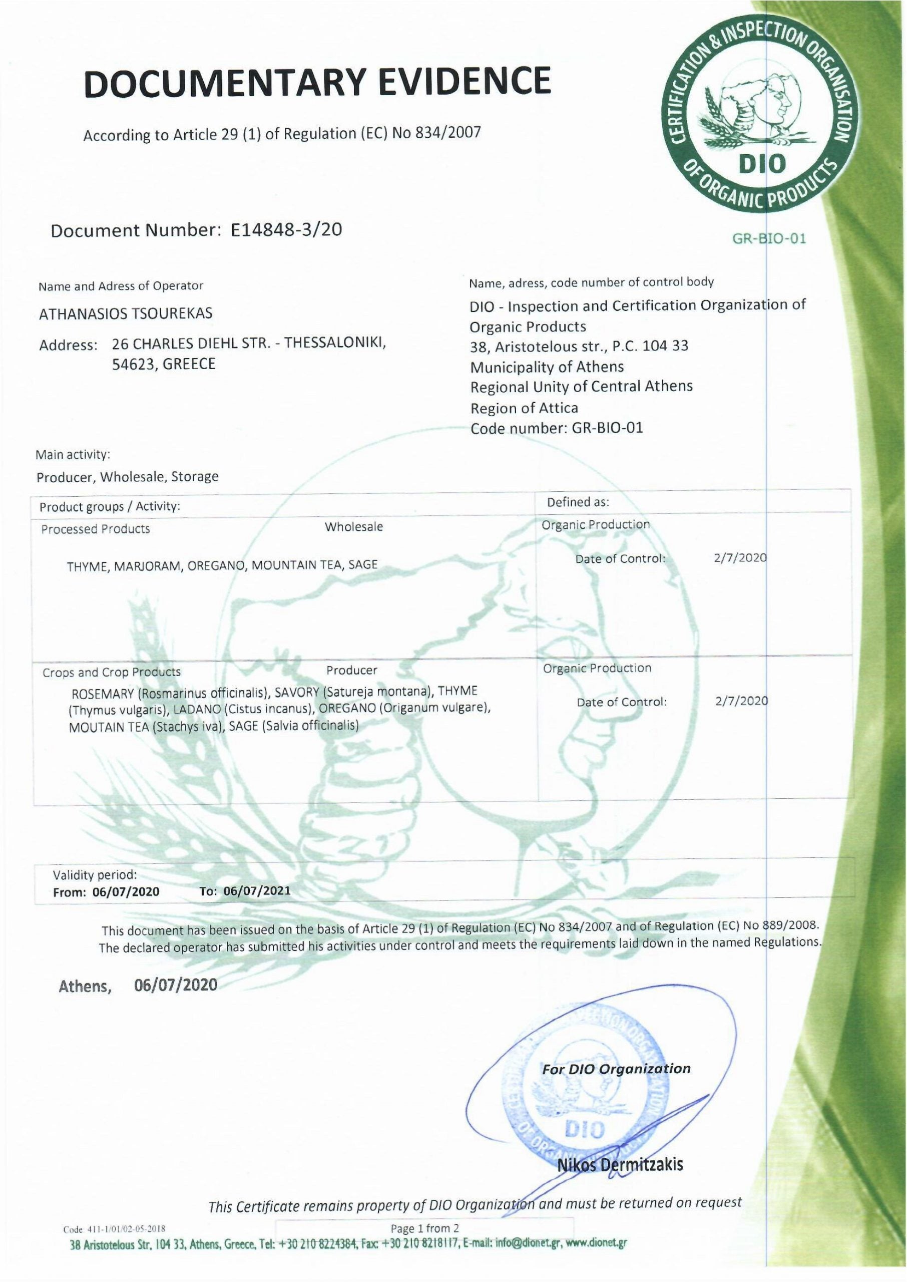 Bio Zertifikat