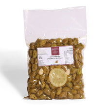 Gruene-geknackte-Oliven-mit-Zitrone-und-Knoblauch-Aristos