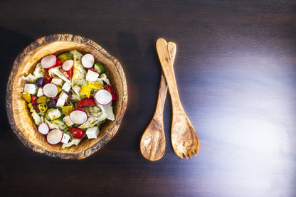 Salatbesteck mit Holzschale